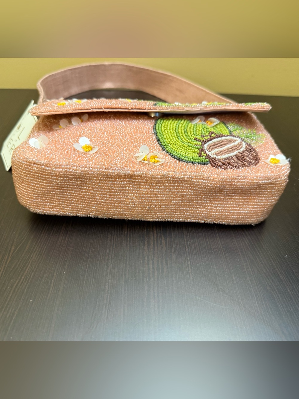 Sol and Mer handcrafted beaded Pink Floral Coconut Bag NWT Tik Tok viral. - Picture 8 of 11